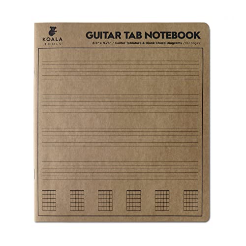 Koala Tools | Guitar Tablature - Guitar Tab Notebook (1 Book) | 8.5" x 9.75" 60pp. - Blank Paper, Sheets for Music Chord Notation