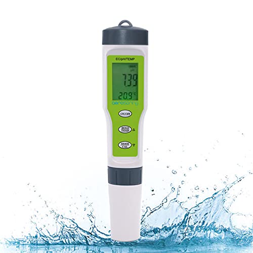 AEROSPRING 3-in-1 Waterproof Multifunction Digital Meter, Measures Electrical Conductivity (EC), pH and Temperature Functions Specially Designed for Hydroponic Systems