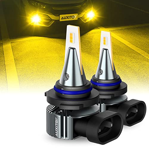 AUXITO 9006 HB4 LED Fog Light Bulbs, 3000K Amber Yellow, 6000 LM High Brightness, 30W Play and Plug, Super Penetration with 12 CSP Chips, Waterproof, DRL Bulbs Replacement for Cars, Pack of 2