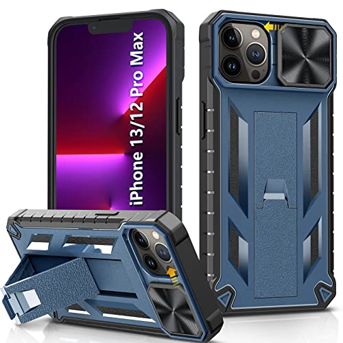 SOiOS for iPhone 13 Pro Max Case: iPhone 12 Pro Max Case with Kickstand | Military Grade Drop Proof Protection Phone Cover | Durable Rugged Protective Shockproof TPU Matte Textured Bumper - Dark Blue