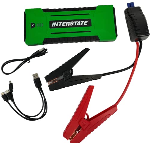 Interstate Batteries Jump Starter + Charger 12V 1200A (17,000mAH 17Ah) Jump Starter Battery Pack Heavy Duty (JMP1700) Charge & Go Portable Jump Start Power Bank for 12 Volt Automobiles & Electronics