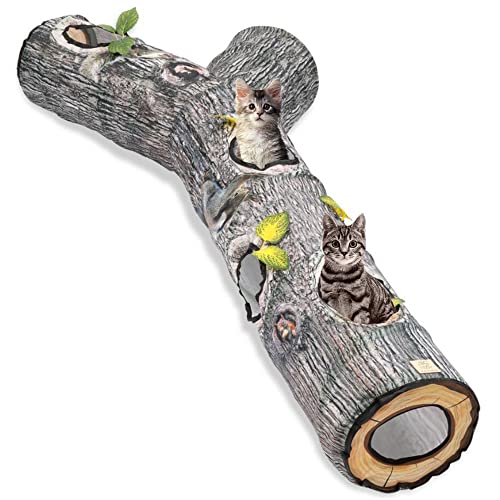 FelRelWel Cat Tunnels for Indoor Cats, Cat Tunnel Bed Toy, Cat Stuff Accessories for Large Cats Kitten and Other Small Animals to Chase and Play, Foldable & Easy to Store, Cat Tube Toys L 59"