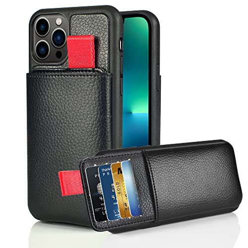 LAMEEKU Wallet Case for iPhone 13 Pro Max 6.7", iPhone 13 Pro Max Credit Card Slot Holder Case [RFID Blocking], Leather Protective Phone Case TPU Bumper Cover for iPhone 13 Pro Max (2021) Black