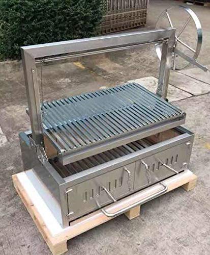 Built In/Table Top Charcoal Outdoor BBQ, Stainless Steel #430 Body and #304 Grates, Rotisserie Parrilla Santa Maria/Argentine Grill Spit