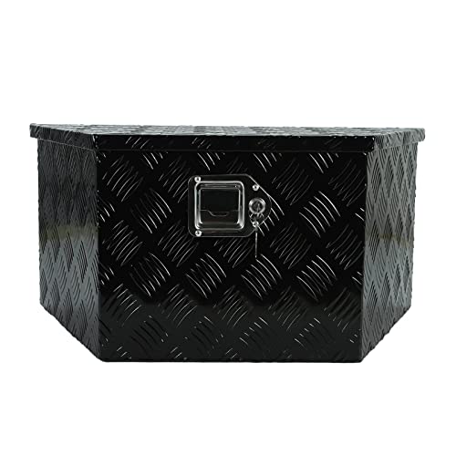 VOWAGH 26"X13.25"X12" Black Heavy Duty Aluminum Pickup Truck Bed 5 Bar Tread Pattern Truck Tool Box, Under Truck Storage Trailer Tongue Box with Lock and Key for Truck, RV Trailer, ATV