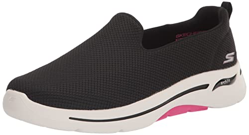 Skechers Women's Performance GO Walk Arch FIT-Grateful Sneaker, Black/Hot Pink, 8