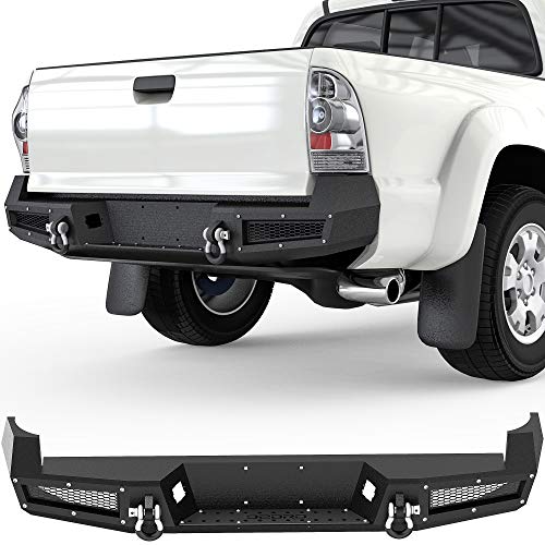 OEDRO Rear Step Bumper Compatible with Toyota Tacoma 2005-2015 2nd Gen Pick-up, Steel Assemblywith D-ring Shackles, Black
