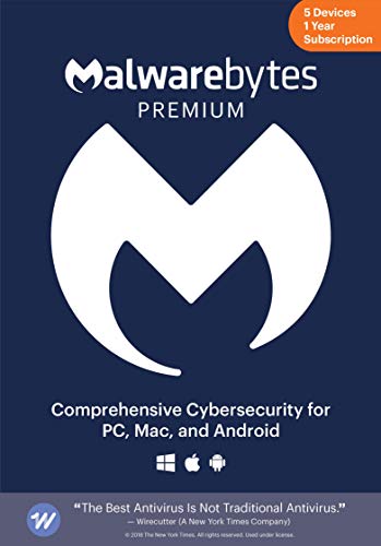 Malwarebytes Premium | 1 Year, 5 Device | PC, Mac, Android [Online Code]