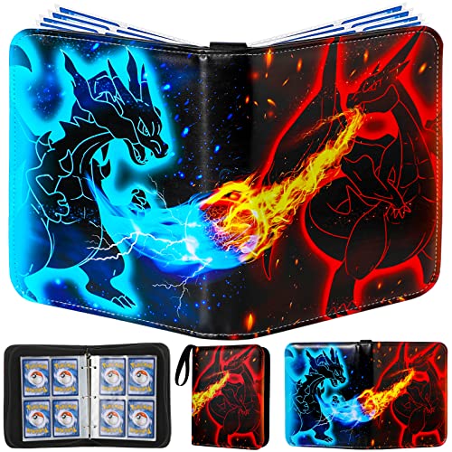 Card Binder Trading Cards Case With 55 Sleeves, 4-Pocket Card Book Holder Fits 440 Cards for TCG Game Cards Collection, Sports Trading Cards Collector Album