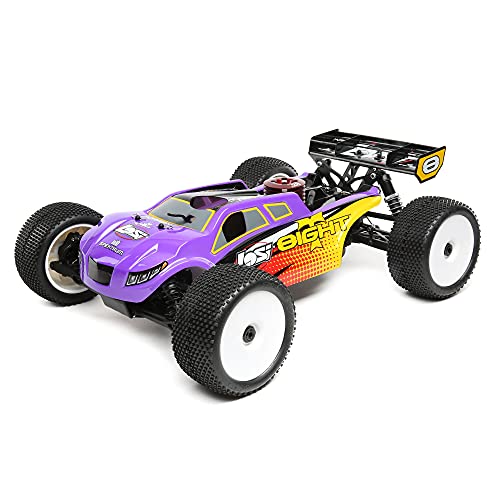 Losi RC Car 1/8 8IGHT-T 4 Wheel Drive Truggy Nitro RTR Nitromethane Fuel Dispenser Charger and Glow Igniter not Included Purple/Yellow LOS04011V2