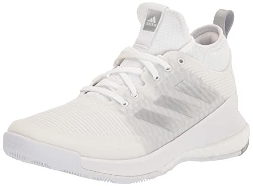 adidas Women's Crazyflight Mid Volleyball Shoe, White/Silver Metallic/Grey, 7.5