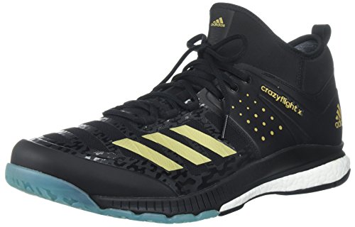 adidas Performance Men's Crazyflight X Mid Volleyball Shoes, Core Black/Gold Met/Icey Blue, 8 M US