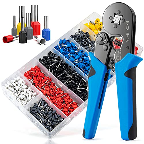 Ferrule Crimping Tool Kit, LUNEY Wire Ferrule Kit with 1250PCS Wire End Ferrules & Crimper Plier, Self-adjustable Ratchet Tool Set for AWG 23-7 Electrical Wire Connectors, 0.25-10mm