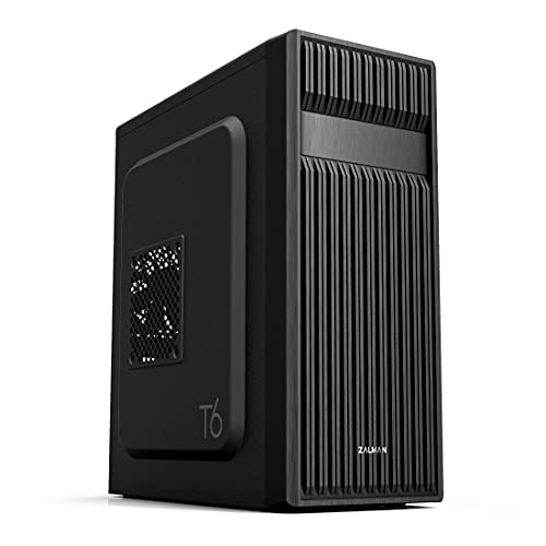 Zalman T6 ATX Mid Tower Computer PC Case, Pre-Installed 120mm Fan, 5.25 ODD, USB 3.0, Patterned Mesh Design, mATX ITX for Gaming Workstation, Black