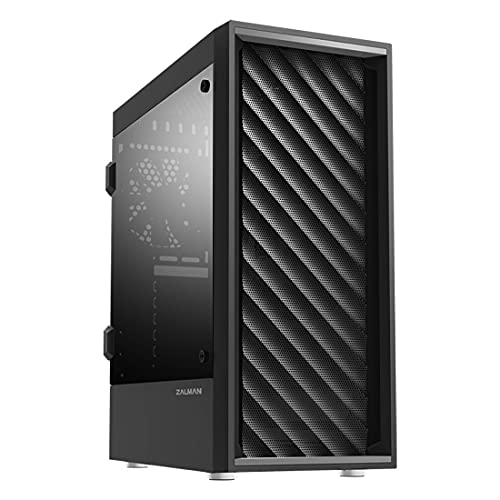 Zalman T7 ATX Mid Tower Premium Computer PC Case with Pre-Installed Two(2) 120mm Fans, Tinted Acrylic Side Panel & Patterned Mesh Design, Black