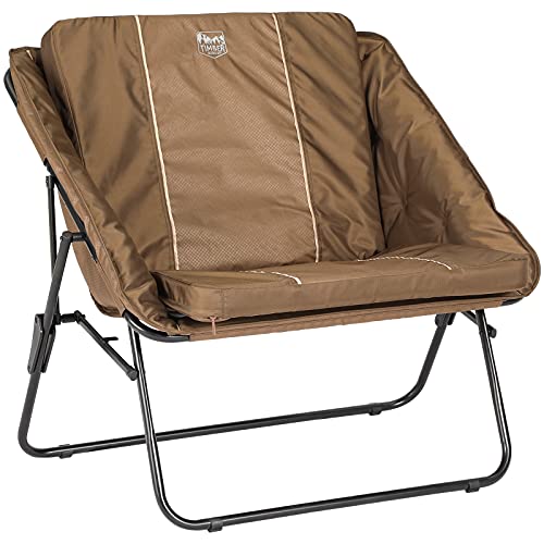 TIMBER RIDGE Portable Oversized XL Removable Padded Seat Cushion Ideal Heavy Duty Camping Chair for Pet Owners, Support 225lbs, Brown