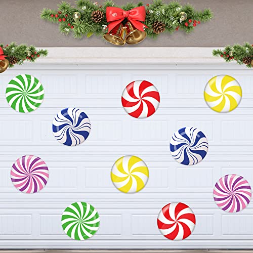 10 Pcs 12 Inch Easter Garage Door Magnets Magnetic Eggs Garage Door Decor Magnet Easter Door Decorations Car Magnet Sticker for Refrigerator Decor (Colorful Peppermint)