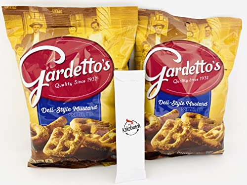 Package includes 2 - 5.5oz bags of Gardettos Deli Style Mustard Pretzel Mix and a complimentary Kokobunch Kit