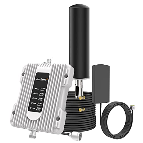 Cell Phone Booster for RV Truck,Amazboost T1 Cell Phone Signal Booster Kit for RV or Truck,All Networks & Carriers - Verizon, AT&T, T-Mobile, Sprint & More5G Ready,Band66,12, 13,17,5,25,2,4 