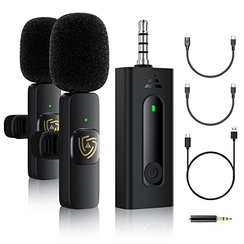 Wireless Lavalier Microphone for iPhone iPad Android Camera, 3.5 Jack, Ultra Low Latency, AI Noise Reduction, Plug and Play, Suitable for Interview, Live Streaming, YouTube, Facebook, TikTok Vlog
