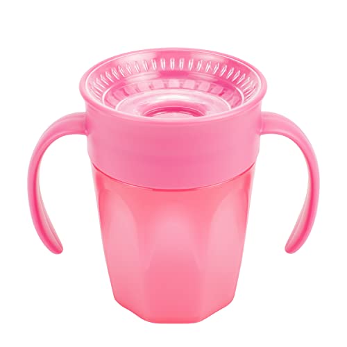 Dr. Brown's Milestones Cheers 360 Training Sippy Cup with Handles for Babies and Toddlers, Pink, 7oz, BPA Free, 6m+