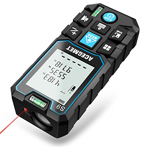 Laser Measurement Tool, ACEGMET 393 Ft Laser Tape Measure 1/16-inch Accuracy, M/in/Ft Unit Switching Backlit LCD with Mute Button Laser Measure, Pythagorean Mode, Area and Volume Digital Tape Measure