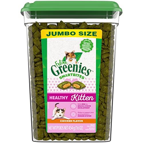 Greenies Feline SMARTBITES Healthy Kitten Treats, Chicken Flavor, 16 oz. Tub