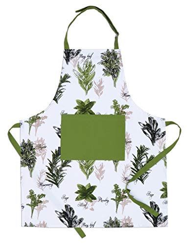 AMOUR INFINI Herb Garden Apron | 27.5 x 33 inches | 100% Natural Cotton | Womens Apron for Cooking, Baking, Gardening | Convenient Pockets and Adjustable Strap at Neck & Waist Ties