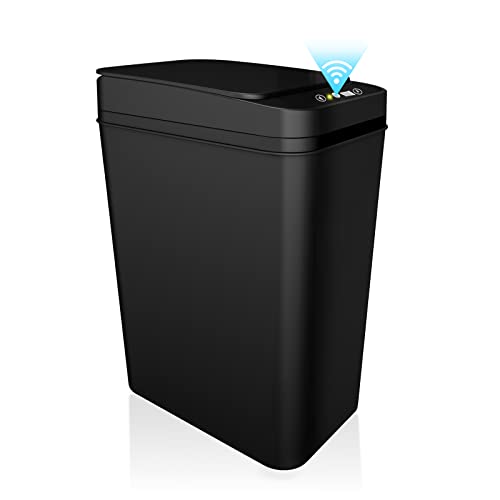 jinligogo Bathroom Small Trash Can with Lid Touchless Automatic Garbage Can, 2.2 Gallon Slim Waterproof Motion Sensor Smart Trash Bin for Bedroom, Office, Living Room (2.2 Gallon Black)