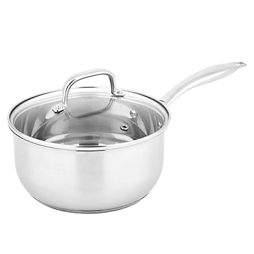 Amazon Basics Stainless Steel Sauce Pan with Lid - 3-Quart