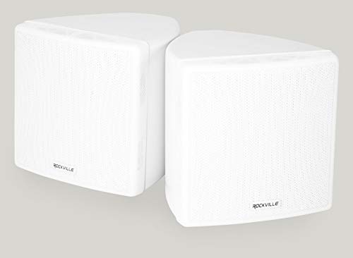 Rockville Cube Pair of 3.5" White Commercial 70V Swivel Wall Mount Speakers