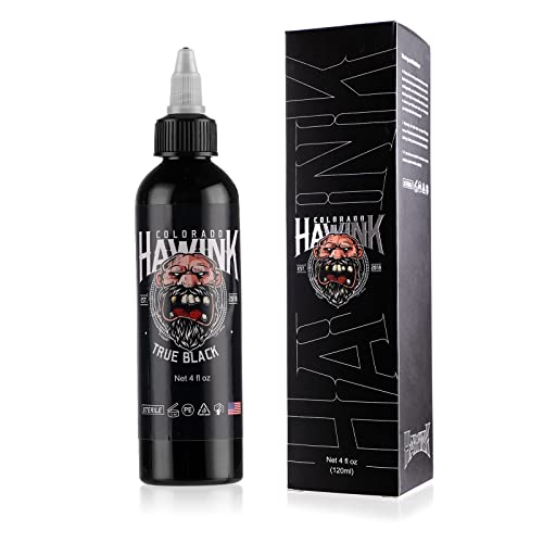 HAWINK Black Tattoo Ink 4oz(120ml) Vegan-Friendly USA Standard Pigment Tattoo Supplies Super Black TI203-120-002