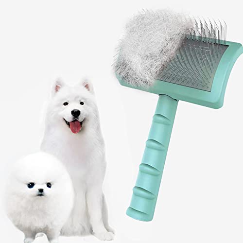 Large Firm Slicker Brush for Dogs Goldendoodles - Extra Long Pin Slicker Brush for Large Dog Pet Grooming Wire Brush and Deshedding - Removes Long and loose Hair - Undercoat - 25mm(1")(Green)