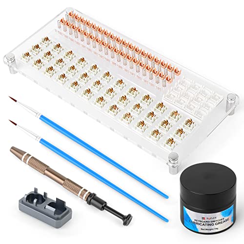 RUNJRX 36 Switches Acrylic Lube Station for Keyboard Switch,0.53oz/15g Lube Grease for Switches Lubing,Cherry Gateron Kailh Switch Opener