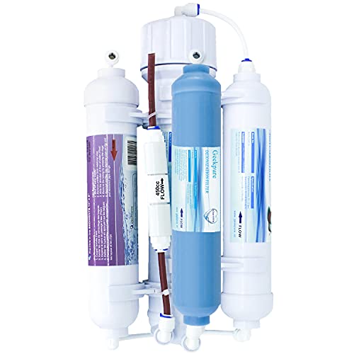 Geekpure 4 Stage Portable Aquarium Reverse Osmosis RO Drinking Water Filtration System 100 GPD - with Deionization DI Filter TDS to 0