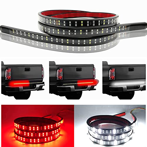 LivTee Truck Tailgate Light Bar 60" LED Strip with Red Running Brake White Reverse Red Turning Signals Lights, Car Truck Accessories for Men - IP68 Waterproof