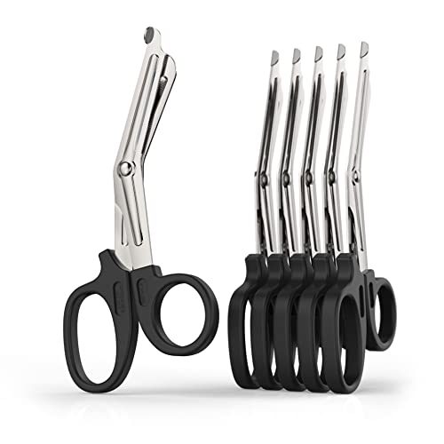 6 pcs 5.5 inch Small Trauma Shears Set, Stainless Steel Bandage Scissors, Portable Medical Scissor, First Aid Scissors, Mini Nurse Scissors, by LI JIU