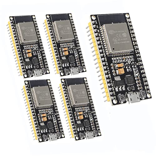 DORHEA 5PCS ESP32 38Pin Development Board ESP-32S Microcontroller Processor Integrated 2-in-1 Microcontroller ESP-WROOM-32 Chip CP2102 WiFi NodeMCU-32S ESP-WROOM-32