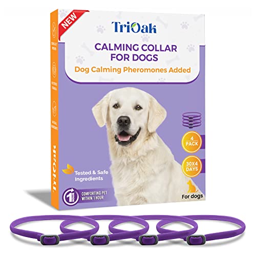 4 Pack Calming Collar for Dogs, Dog Anxiety Relief, All New Pheromone Dog Calming Collars, Anti-Loose Dog Collar, Dog Calm Collar, Separation Anxiety Relief for Dogs, Reduce Dog's Anxiety and Stress