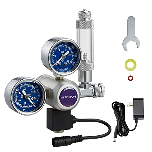 INKBIRDPLUS Aquarium CO2 Regulator 12V DC Solenoid With Big Dual GaugesBubble Counter With Check ValveCarbon Dioxide Regulator Fits CGA320 CO2 Cylinder.