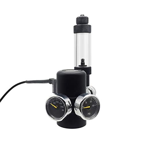 FZONE Aquarium CO2 Regulator for Paintball with DC Solenoid and Aluminum Alloy Bubble Counter and Check Valve