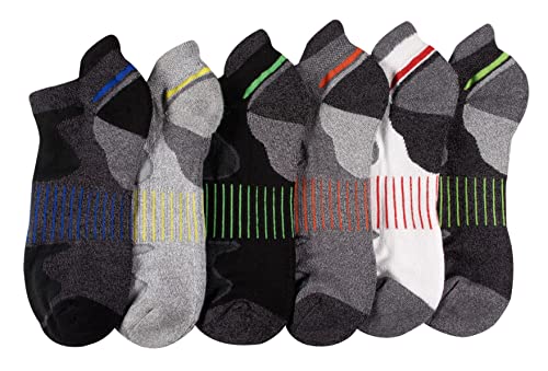 Sof Sole Mens Bamboo Cushioned Performance No-Show Athletic Sock with Heel Tab, Multi-Pack (6-pair)