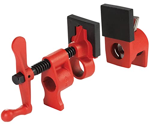 BESSEY PC34-2, 3/4 In., Pipe Clamp, traditional style, high and wide base, Red