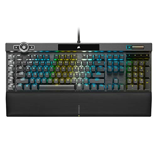 Corsair Wired K100 RGB Mechanical Gaming Keyboard - CHERRY MX SPEED RGB Silver Keyswitches - AXON Hyper-Processing Technology for 4x Faster Throughput - 44-Zone RGB LightEdge - PBT Double-Shot Keycaps