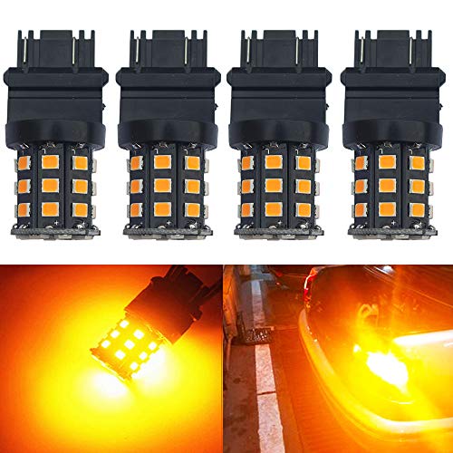BlyilyB 3157 3156 3057 4157 3056 LED Bulbs Amber Yellow12-24V Super Bright 850 Lumens Replacement For Brake Light Bulbs (Pack of 4)