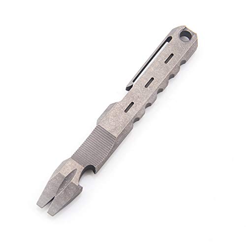 Hamans Titanium EDC Pry Bar with Nail Puller Bottle Opener Function with Pocket Clip EDC Tool (Grey)