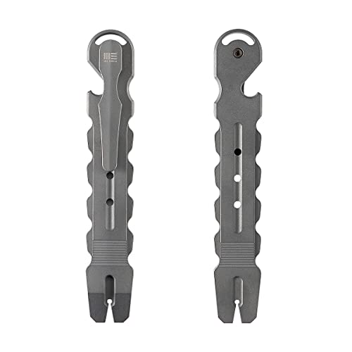 WeKnife Gesila Mini Pocket Flat Pry Bar Crowbar Multifunction EDC Titanium Tool Nail Puller Survival Opener No-Slip And Corrosion Resistant A-08B(Gray)-1 PACK
