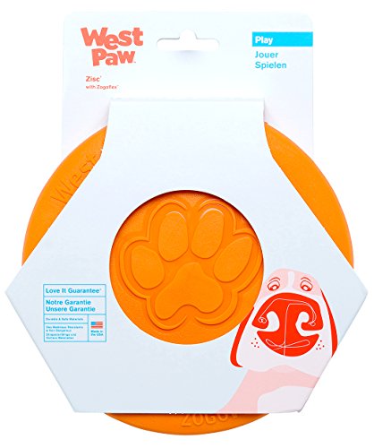 West Paw Zogoflex Zisc Dog Frisbee, High Flying Aerodynamic Disc for Dogs Puppy  Lightweight, Floatable Dog Frisbees for Fetch, Tug of War, Catch, Play  Doubles as Food/Water Bowl, Small 6.5", Tangerine