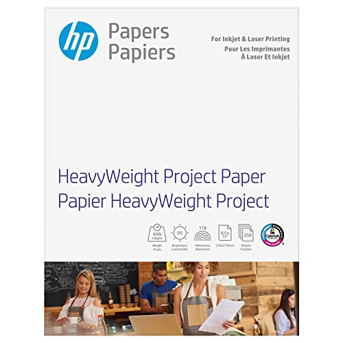 HP HeavyWeight Project Paper, Matte, 8.5x11 in, 40 lb, 250 sheets, works with inkjet, PageWide, laser printers (Z4R14A)