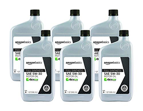 Amazon Basics 6-pack of Full Synthetic Motor Oil, SN Plus, dexos1-Gen2, 5W-30, 1 Quart